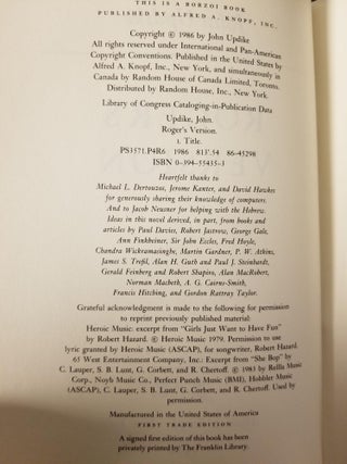 Roger's Version [FIRST EDITION]
