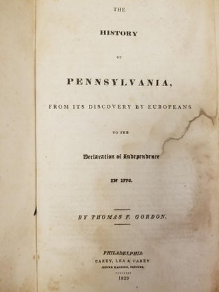 The History of Pennsylvania; From its discovery by Europeans to the Declaration of Independence in 1776