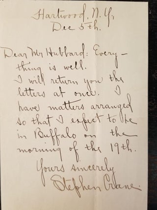Handwritten Letters from Stephen Crane to Elbert Hubbard and Related Ephemera
