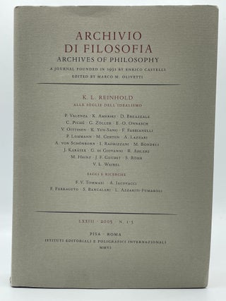 Item #2363 K.L. Reinhold: alle soglie dell'idealismo; Archivio di Filosofia / Archives of...