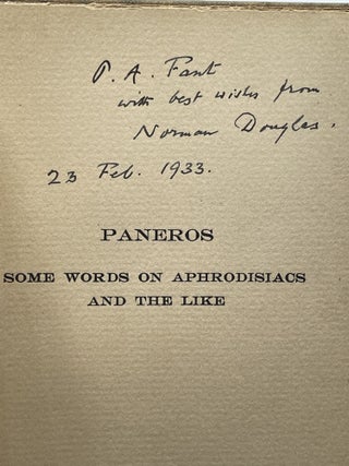 Paneros; Some words on aphrodisiacs and the like [FIRST EDITION]