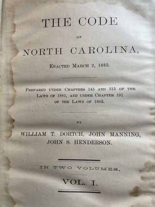 The Code of North Carolina [complete in 2 volumes]