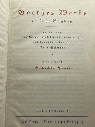 Goethes Werke in sechs B §nden (Goethe's Works in Six Volumes)
