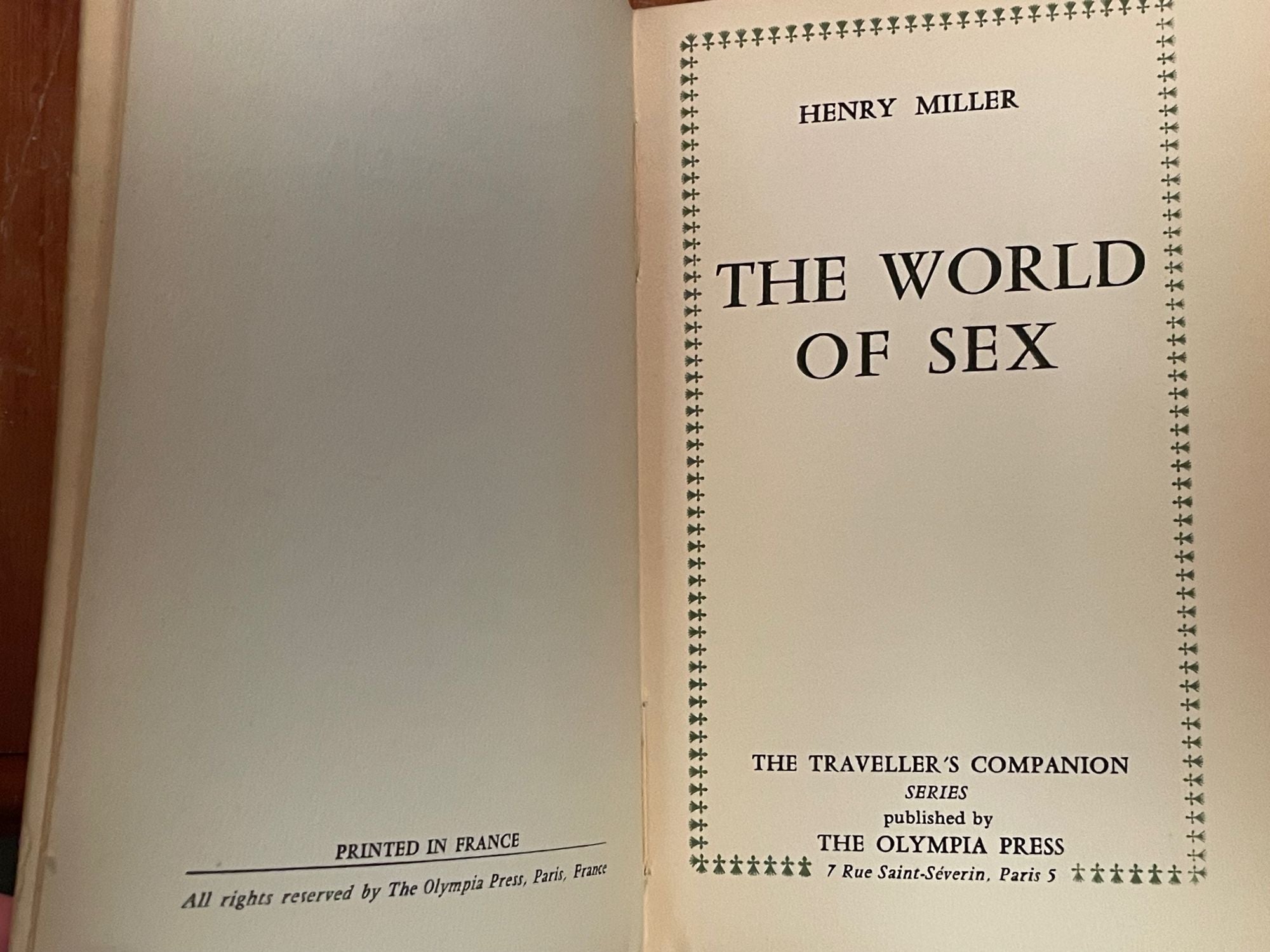 The World of Sex FIRST EDITION by Henry MILLER on Uncharted Books