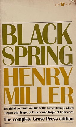 Item #5046 Black Spring. Henry MILLER