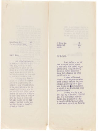 Signed handwritten letter from Richard Hughes about publication of A High Wind in Jamaica
